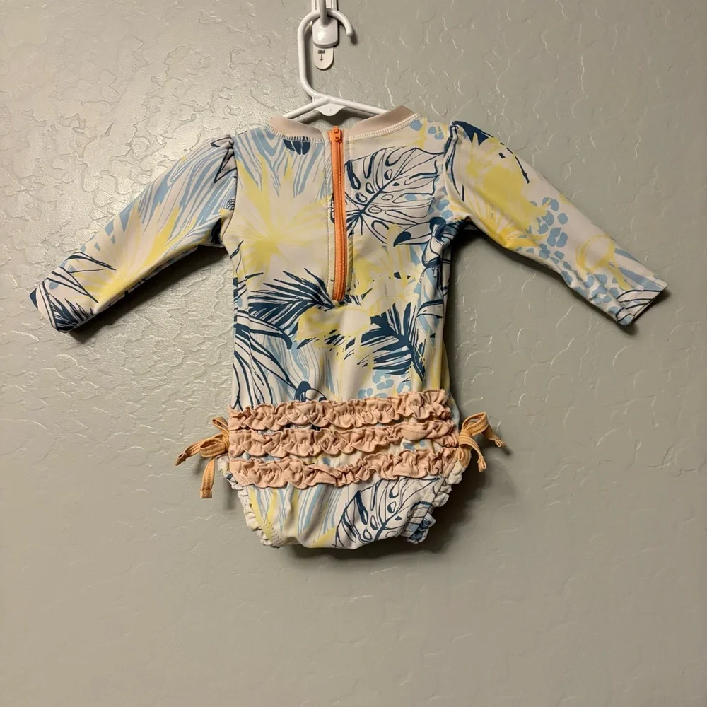 Ruffle Butts birds of paradise one piece rashguard swimsuit 6-12 months